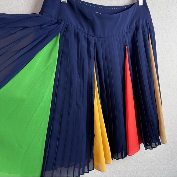 HD in PARIS Anthropologie Color Block Skirt Pleated - Picture 5 of 11